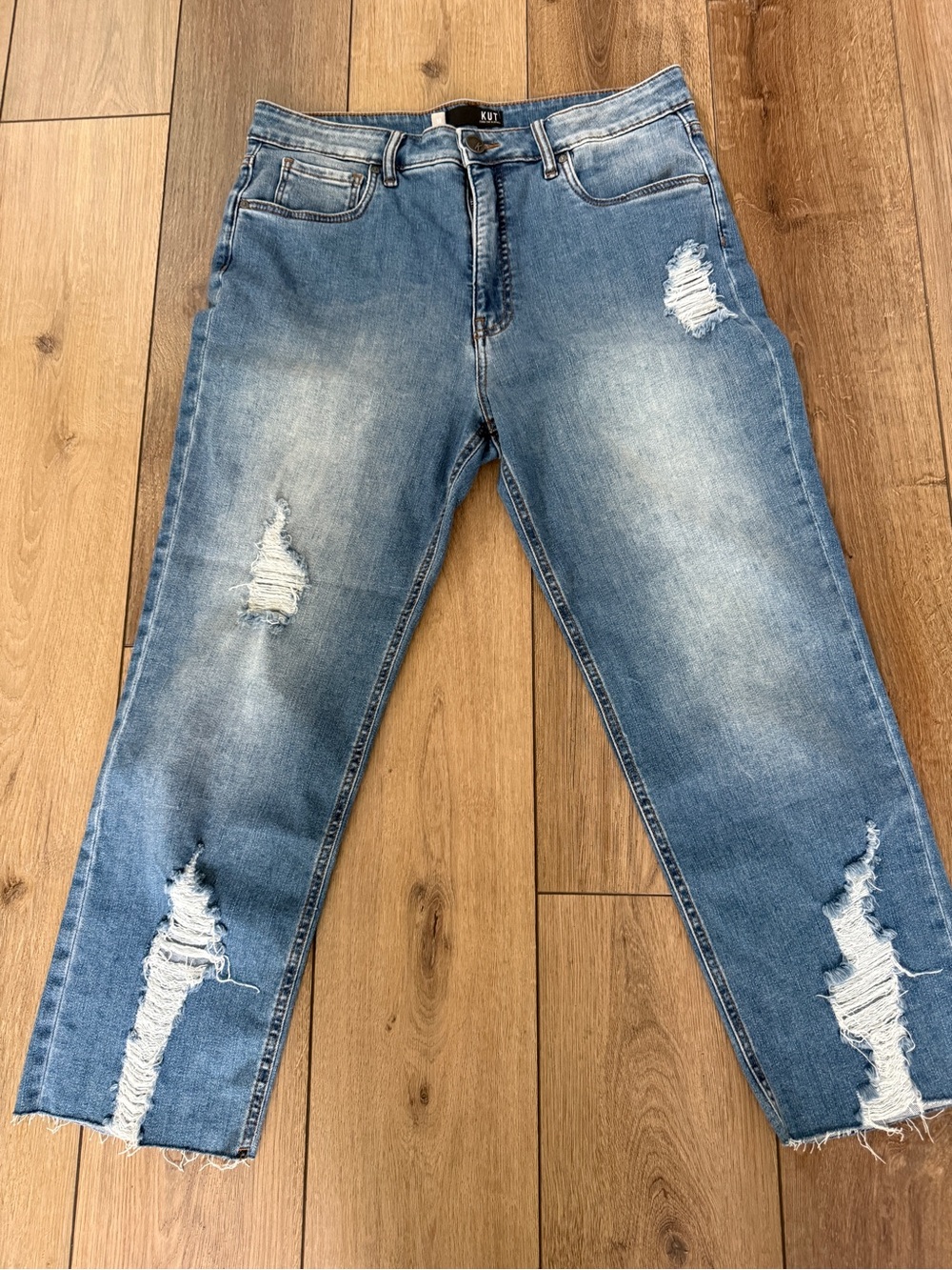 Kut from the Kloth Medium Blue Distressed Boyfriend Jeans